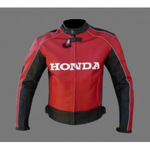 Honda Red Unique Wing Motorcycle/Motorbike Racing-Cowhide-Leather-Jacket